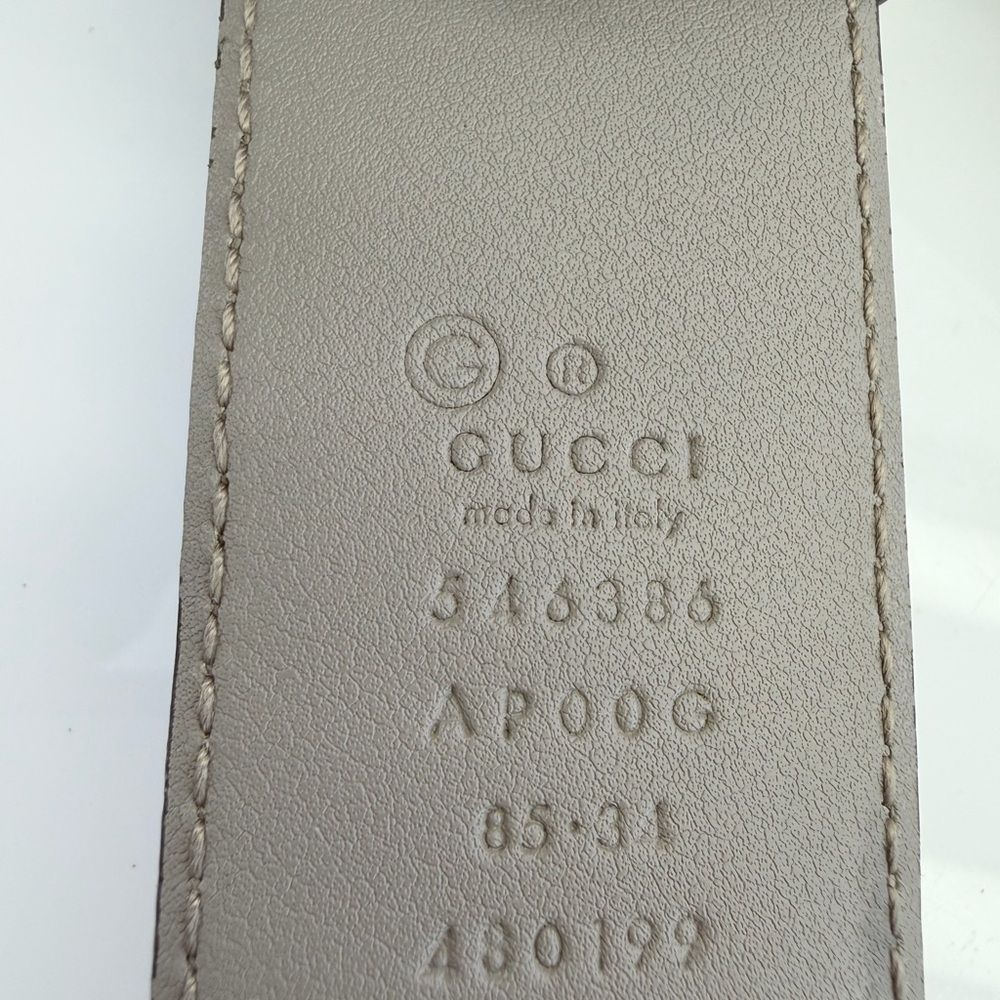 Authentic Gucci Gray Interlocking G Leather Belt Gold Buckle 546386 85/34 - Picture 9 of 9